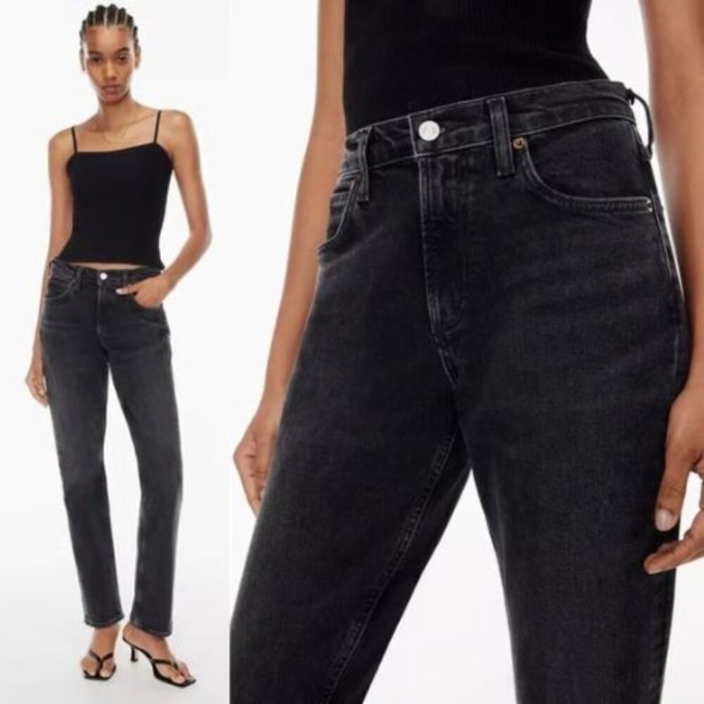 Agolde Washed Black Straight Leg Jeans